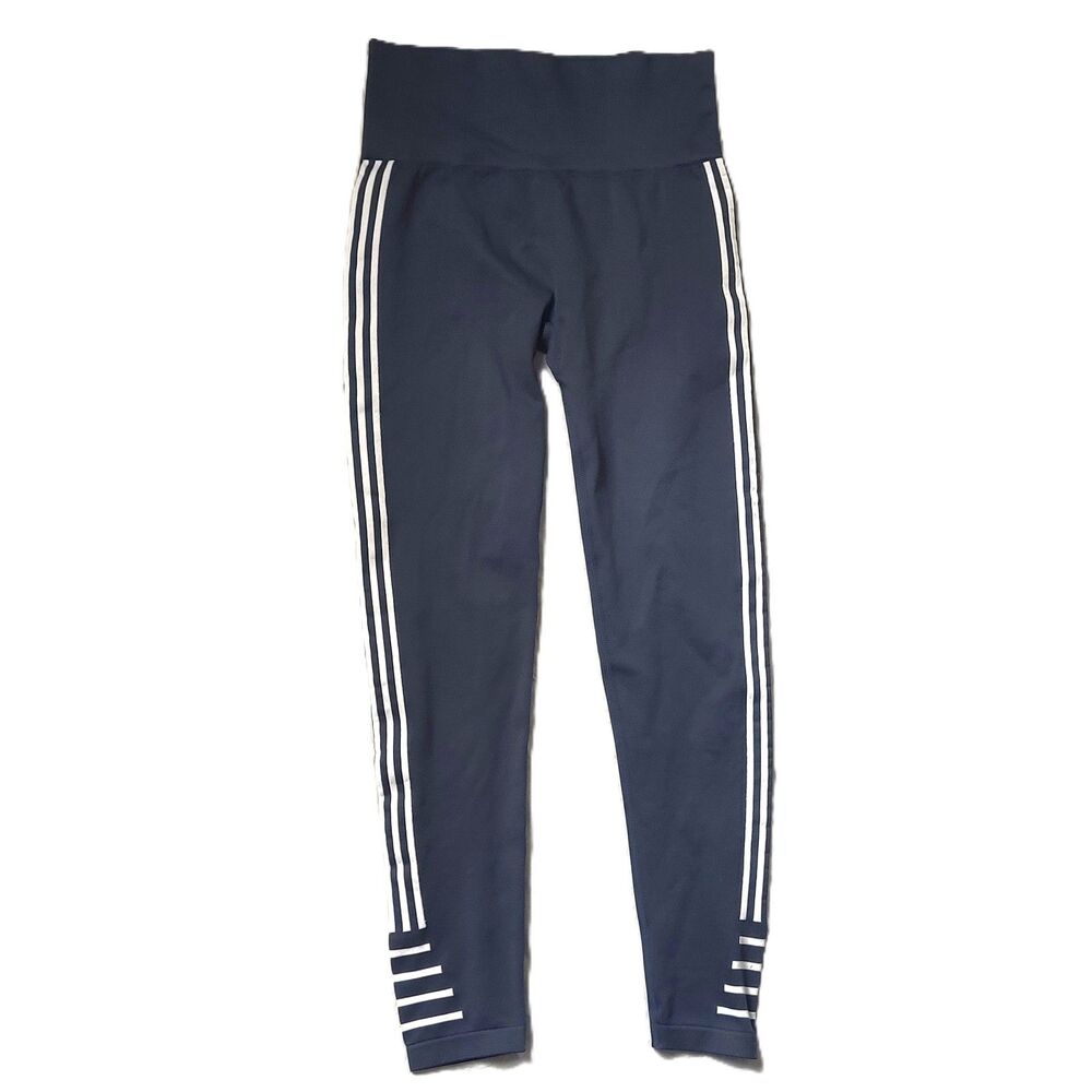 Champion Womens S Navy High Rise Leggings Reflective Stripe Athletic Workout